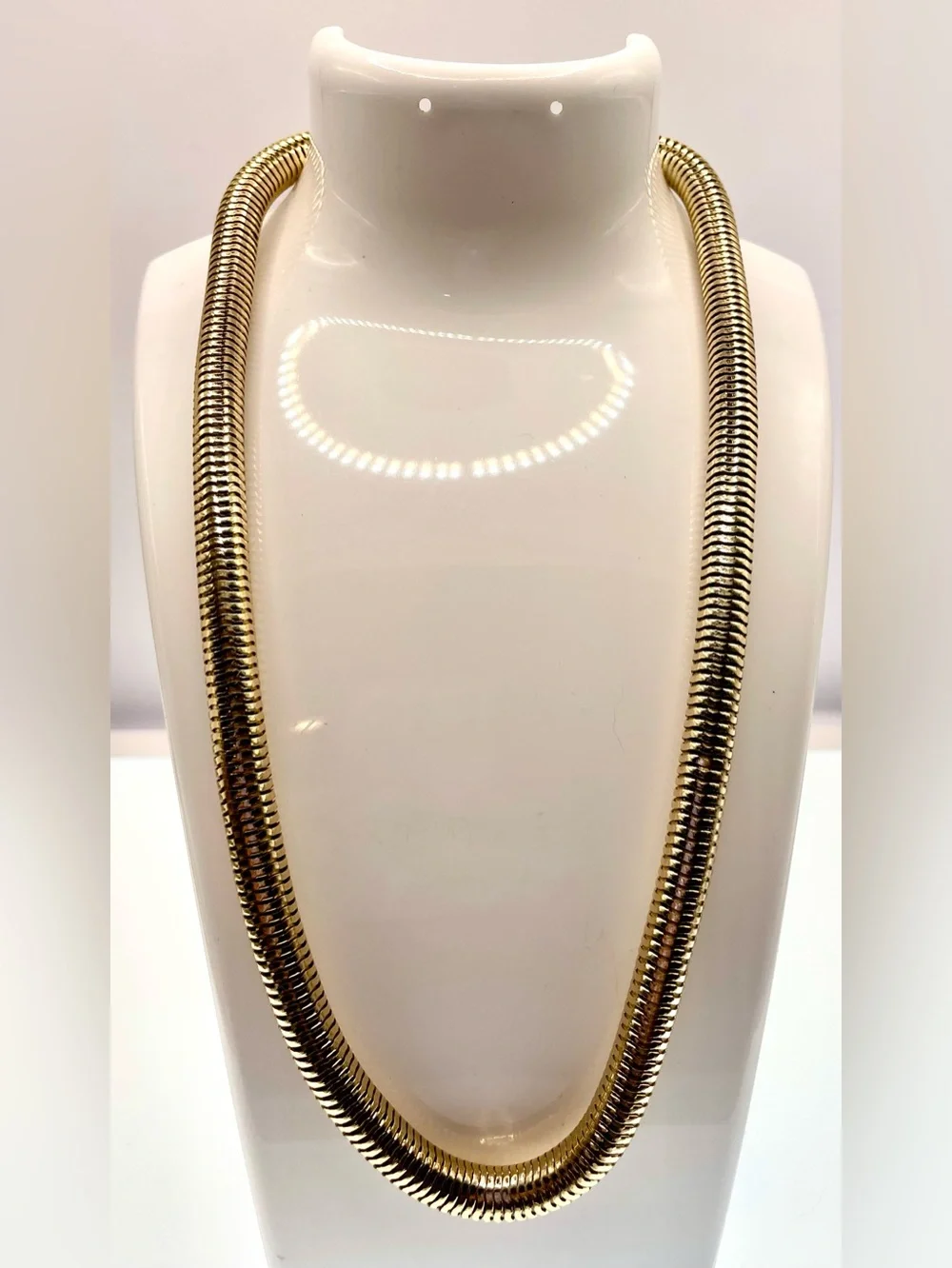 Vintage Gold Tone Wide Snake Chain Necklace 20” Bold Statement Minimalist 90s